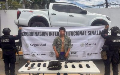 Grupo Interinstitucional detiene a civil, asegura armamento y camioneta robada en Villa Juárez, Navolato